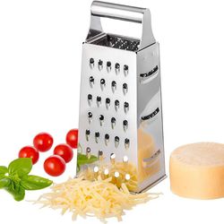 Stainless Steel 4-Sided Blades Household Box Grater Container: Multipurpose Vegetable Cutter & Manual Cheese Slicer