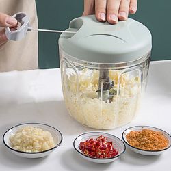 500/900ML Manual Meat Mincer & Garlic Chopper: Rotate Garlic Press Crusher, Vegetable Onion Cutter - Kitchen Cooking Acc
