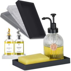 Silicone Kitchen Sponge Dish Soap Holder & Dishwashing Brush Organizer Tray - Bathroom Vanity Seasoning Jar & Home Decor