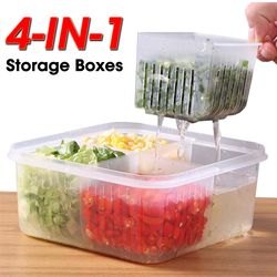 4-IN-1 Kitchen Drain Basket: Storage Containers, Fridge Fresh-keeping Boxes, Vegetable Fruit Separation Box - Kitchen Or