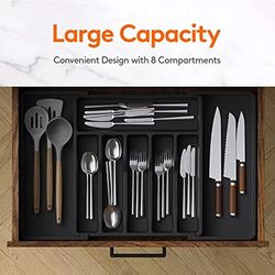 Expandable Kitchen Drawer Organizers: Plastic Holder for Fork, Spoon Divider, Cutlery Organizer