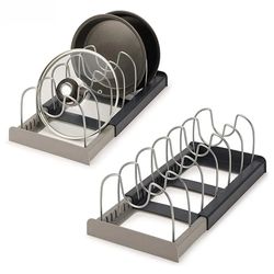 Expandable Stainless Steel Kitchen Cabinet Organizers: Pots and Pans Rack, Cutting Board Drying Shelf