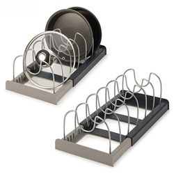 expandable stainless steel kitchen cabinet organizers: pots and pans rack, cutting board drying shelf