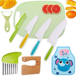 kids cooking cutter set: toddler wooden & plastic fruit knives - kitchen supplies