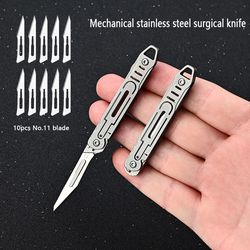Machinery Stainless Steel Folding Scalpel Knife with 10pcs Replaceable Blades