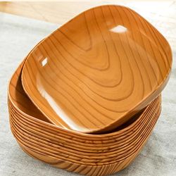 Wood Grain Plastic Square Plate: Kitchen Decorative Coaster for Cups, Pots, Coffee - Creative Kitchen Decor