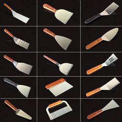 stainless steel spatula & shovel set with wooden handle - bbq, steak, pizza, pastry tools