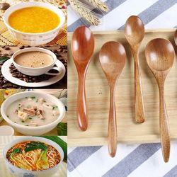 1PC Wooden Spoon Kitchen Cooking Utensil Tool Long Handle Teaspoon Soup Spoon Tableware Honey Milk Wooden Spoo