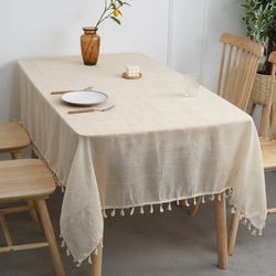 Washable Linen Table Cloth for Rectangle Tables - Ideal for Parties, Indoor, Outdoor Dining