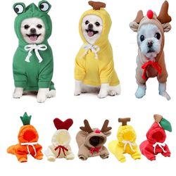 cute fruit dog clothes: warm fleece pet hoodies for small dogs