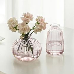 Modern Glass Flower Vase: Transparent Bud Vase for Living Room DEcor - Table Ornaments