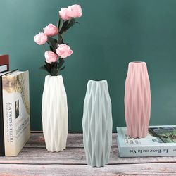 1PC White Plastic Flower Vase | Imitation Ceramic Home DEcor | Living Room Flower Arrangement