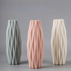 Modern White Pink Blue Plastic Vase - Nordic Style Home Decor Flower Arrangement