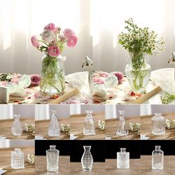 INS Mini Wedding Glass Flower Vase Retro Transparent Hydroponics Plant Vase Desktop Ornaments Home Decoration
