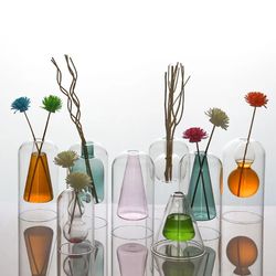 Glass Vase: Home Room & Wedding Decor, Hydroponic Flower Pot, Aromatherapy Bottle - Double Glass Container Crafts Orname