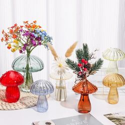 Glass Vase Mushroom Shape: Transparent Hydroponic Aromatherapy Bottle for Flower Table Decoration - Creative Home Access