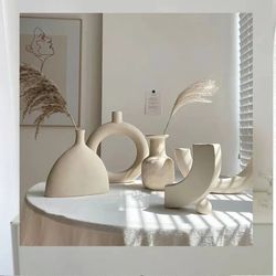 Nordic Simple Ceramic Decorative Vase - Living Room Desktop & Home Decoration, Ceramic Flower Arrangement Art