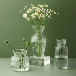 Nordic Glass Vase: Transparent Plant Hydroponic Bottle for Home Decoration, Living Room, Wedding Table Decor