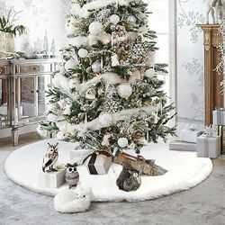 78 90 122cm christmas tree skirts white plush mat navidad xmas tree base mat new year home decor
