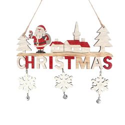 Christmas Wooden Door Hanging Ornaments Santa Xmas Tree Snowflake Welcome Pendants Navidad New Year Home Wall Door Decor