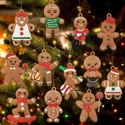 12 christmas gingerbread man ornaments 3" for tree decor
