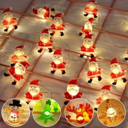 2M 20LED Santa Snowman Elk Garland Lights String Xmas Decorations 2023 Home Tree Ornaments Navidad New Year