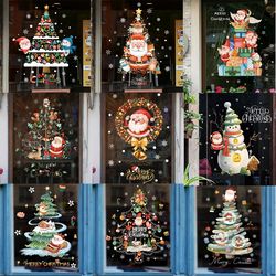 christmas santa snowman diy window decoration sticker 2024 | new year home decor supplies