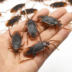Realistic Fake Roaches: Novelty Cockroach Trick Prop for Scary, Funny Halloween Party Decorations - Plastic Bugs