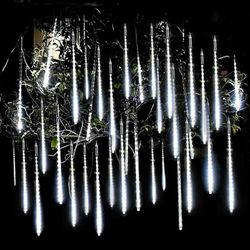 8 Tubes Meteor Shower Rain LED String Lights: Christmas Tree Decor for Outdoor & Fairy Garden - New Year Decorations