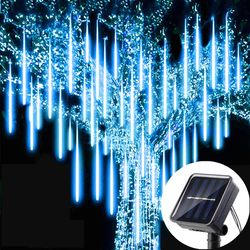Solar LED Meteor Shower Light: Waterproof Fairy Garden Decor for Christmas, Holiday String Lights - Outdoor LED Street G