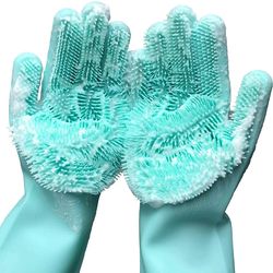 magic silicone rubber dishwashing gloves: household sponge scrubber for kitchen cleaning