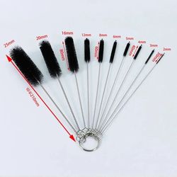 10-Piece Stainless Soft Hair Suction Glass Tank Pipe Brush Set for Household Tube Cleaning - Nylon Bottle Fish Cleaning