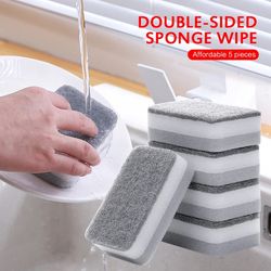 5PCS Double-sided Pot Washing Sponges | Household Scouring Pads for Dishwashing and Kitchen Cleaning