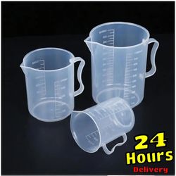 2-piece liquid measuring cups set - graduated containers for lab & kitchen use, plastic beakers for cooking