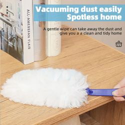 Blue Fluffy Fiber Brush Heads: Disposable Electrostatic Dust Duster, Compatible with Feather Dusters for Household Desk