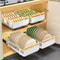 PullOut Dish Rack With Wooden Handle Drain Tray Multifunctional Single Layer Dish Drying Rack For 1