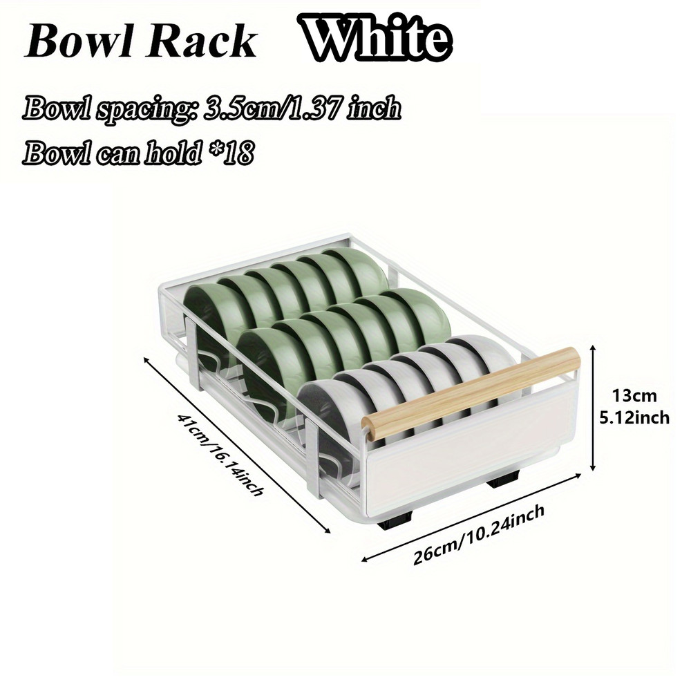 PullOut Dish Rack With Wooden Handle  Drain Tray Multifunctional Single Layer Dish Drying Rack For  8