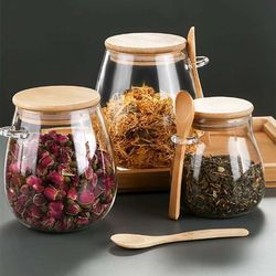 airtight glass food storage jar, hermetic container for coffee, sugar & tea with sealed lid