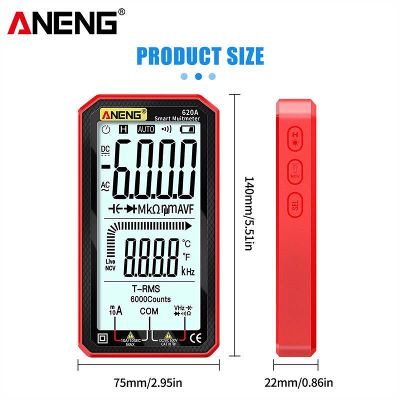 Auto Ranging Multimeter with Temperature Sensor