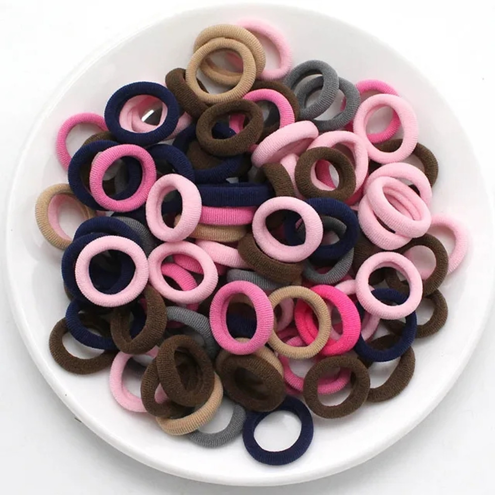 Colorful Nylon Hair Bands for Women Girls Soft Elastic Ponytail Holders Small Hair Ties Scrunc