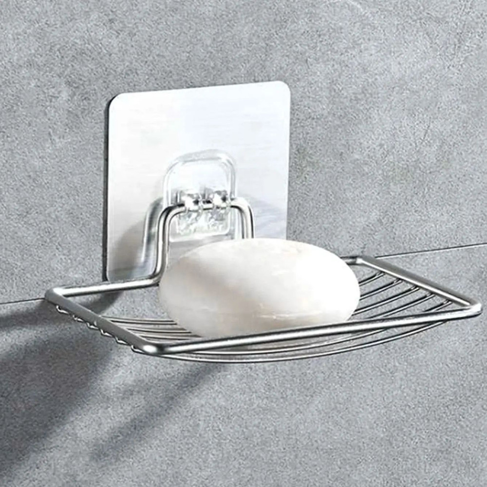Stainless Steel Soap Rack PunchFree NailFree Bathroom Shelf With Single Layer Drain Wall Sucker Mo 0