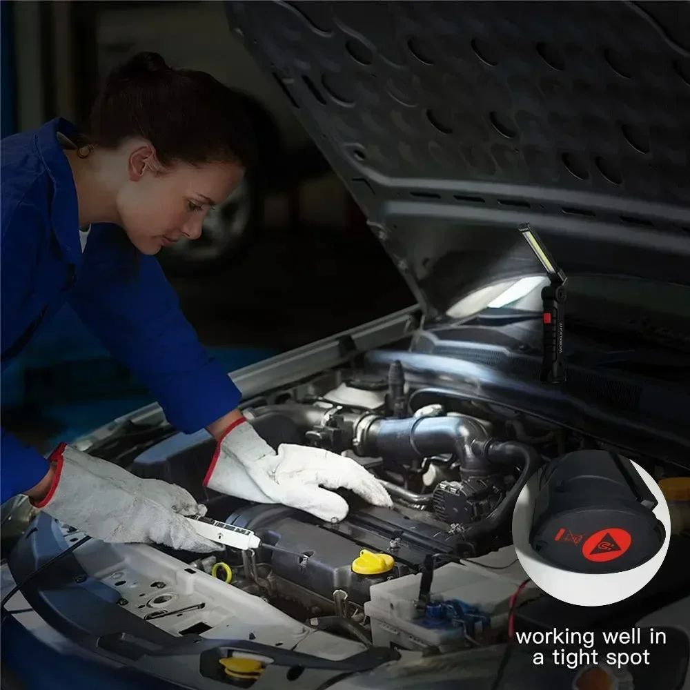 Rechargeable LED Work Light Dimmable Inspection Torch With Magnetic Base 18650 Battery 11