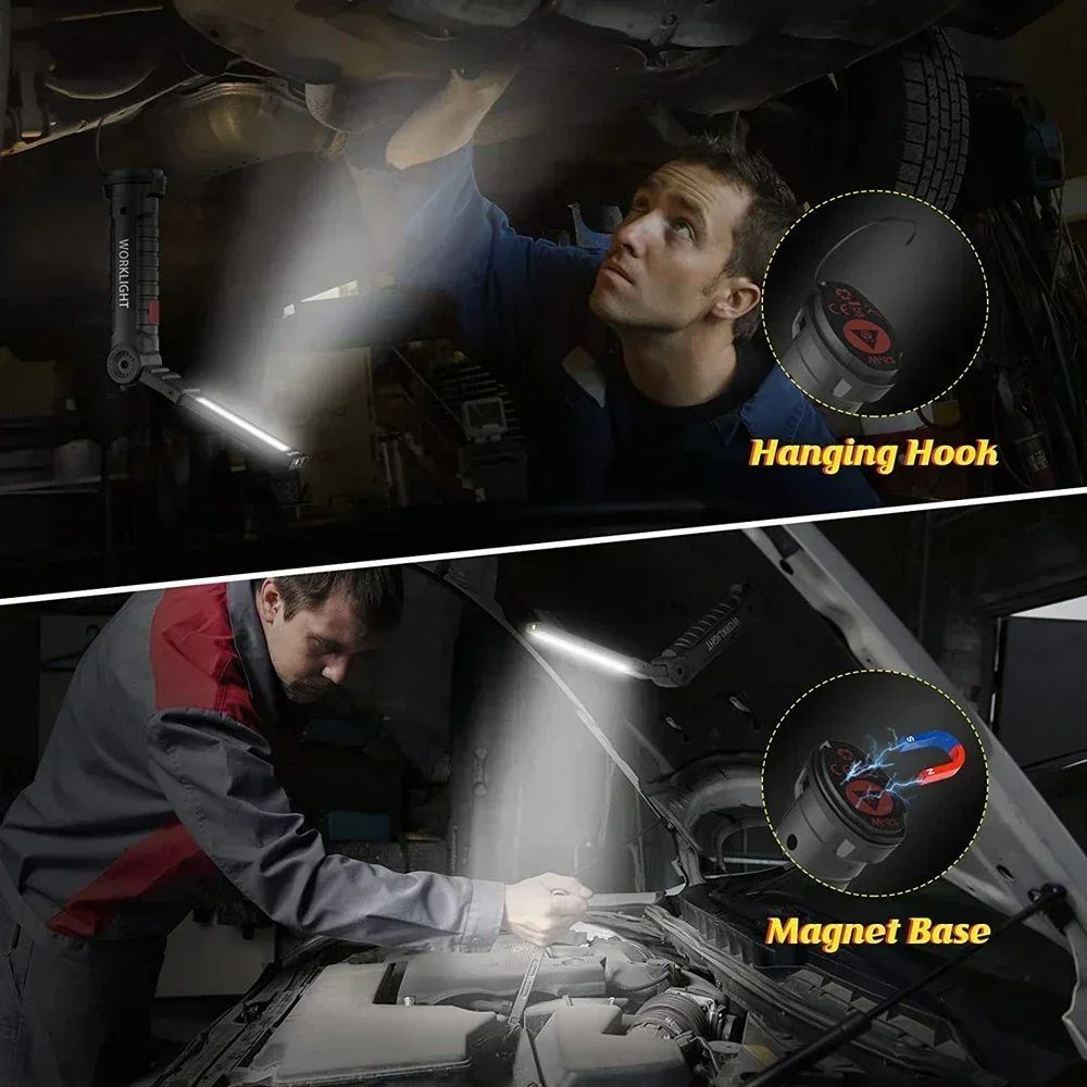 Rechargeable LED Work Light Dimmable Inspection Torch With Magnetic Base 18650 Battery 4