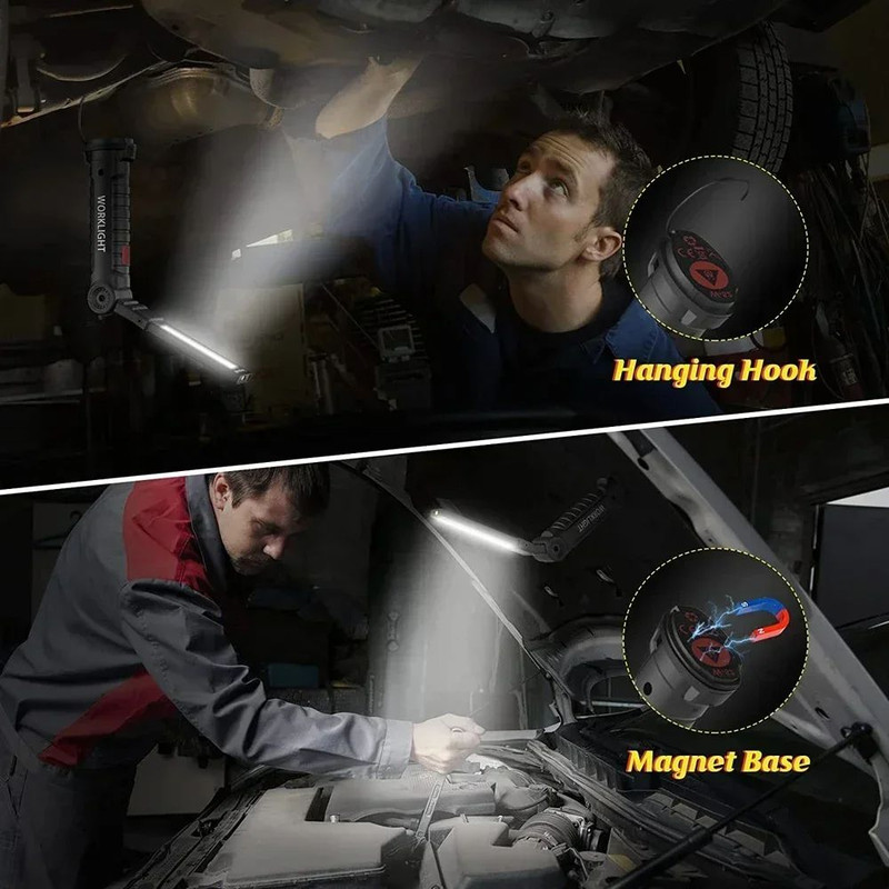 Rechargeable LED Work Light Dimmable Inspection Torch With Magnetic Base 18650 Battery 4