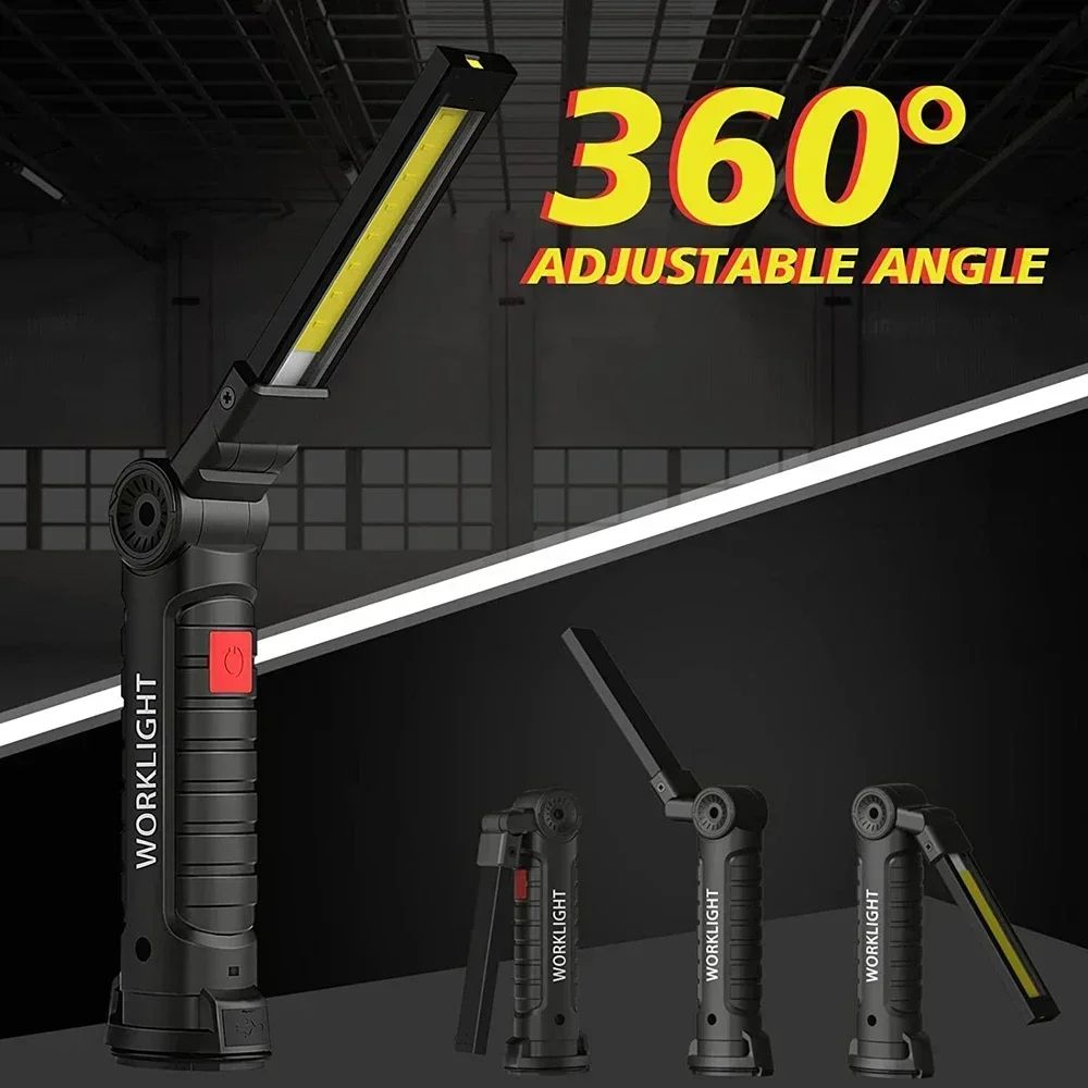 Rechargeable LED Work Light Dimmable Inspection Torch With Magnetic Base 18650 Battery 5