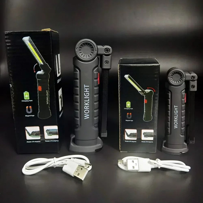 Rechargeable LED Work Light Dimmable Inspection Torch With Magnetic Base 18650 Battery 8