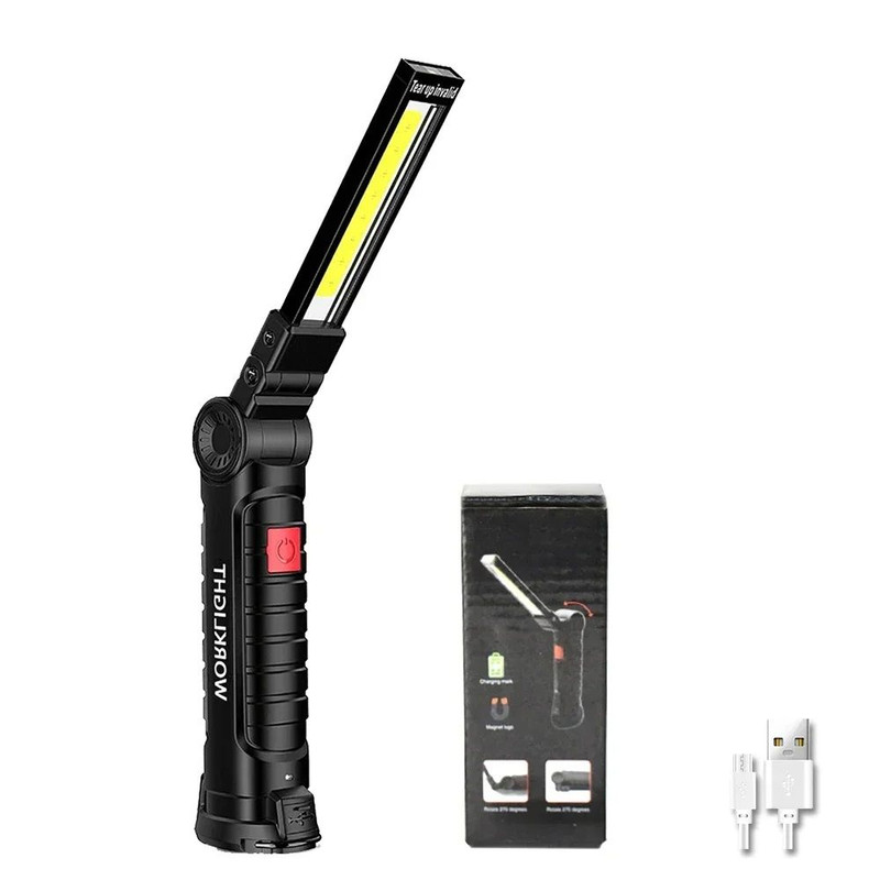 Rechargeable LED Work Light Dimmable Inspection Torch With Magnetic Base 18650 Battery 12