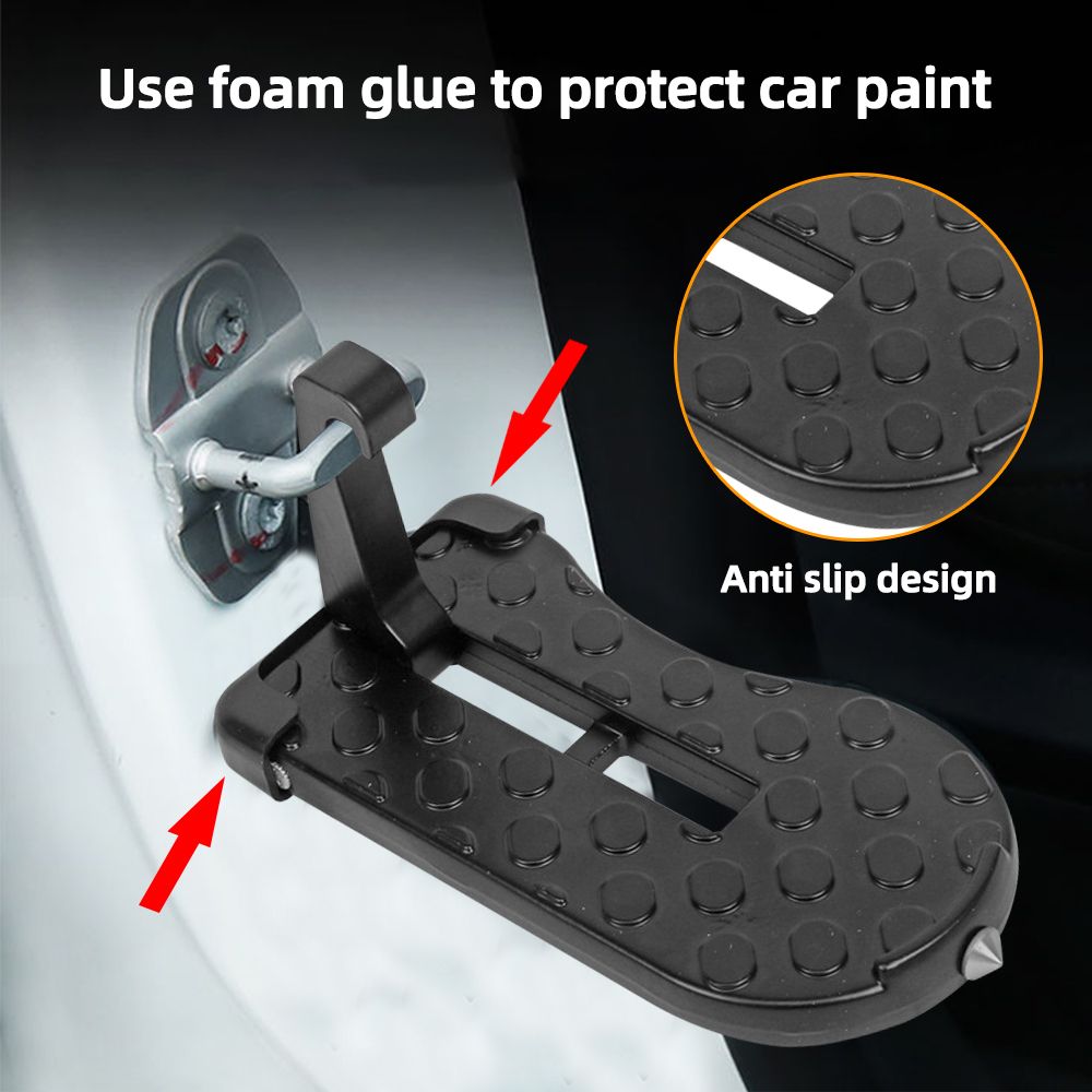 Foldable Car Roof Rack Step Universal Car Door Step With Latch Hook Aluminium Alloy Safety Hammer 5