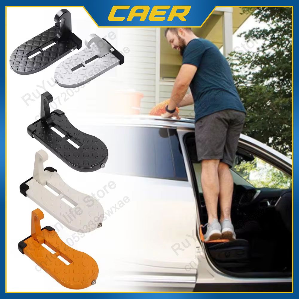 Foldable Car Roof Rack Step Universal Car Door Step With Latch Hook Aluminium Alloy Safety Hammer 1