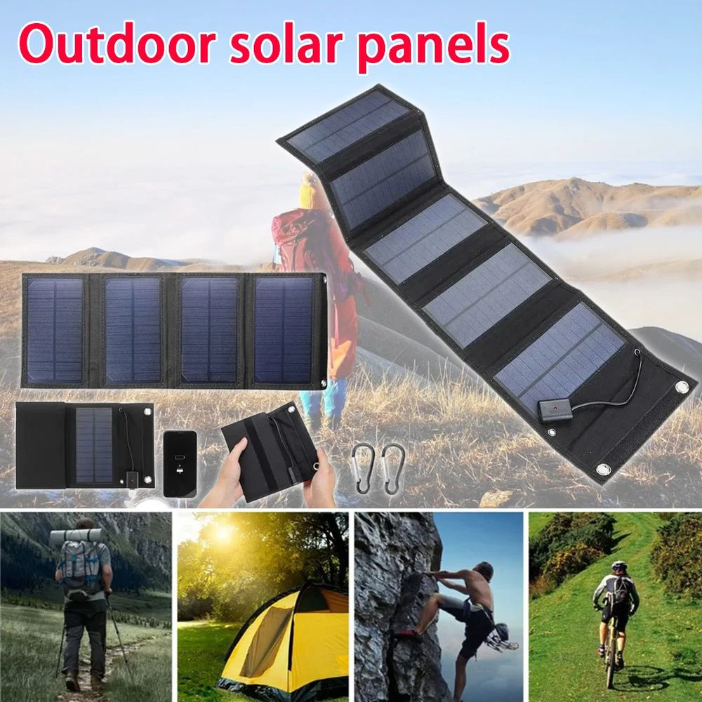40W70W Foldable Solar Panel Charger 5V USB Portable Battery Waterproof Power Bank For Camping And O 0